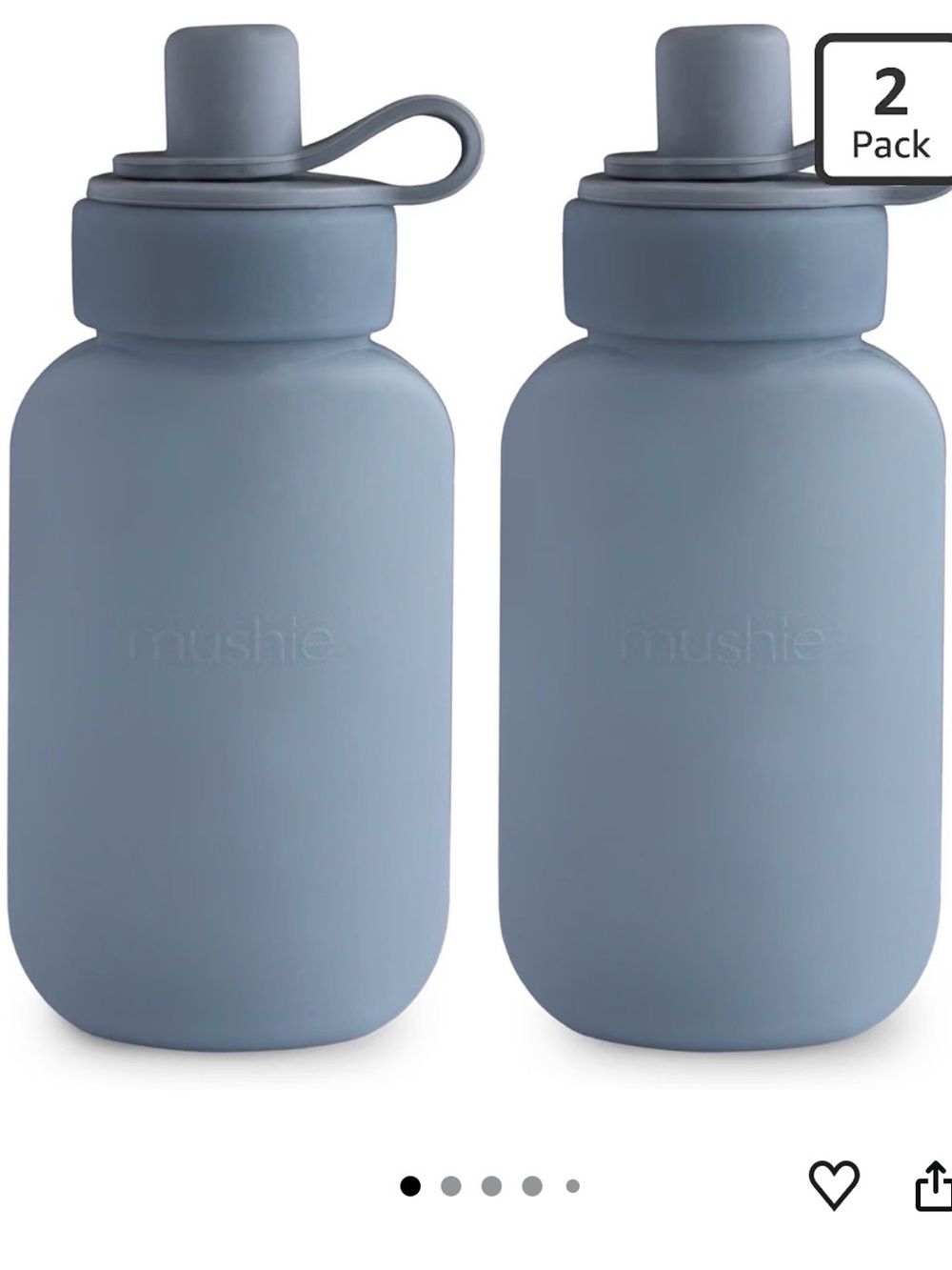 mushie Silicone Puree Pouch 2-Pack | 5 oz Reusable Baby Food Pouches